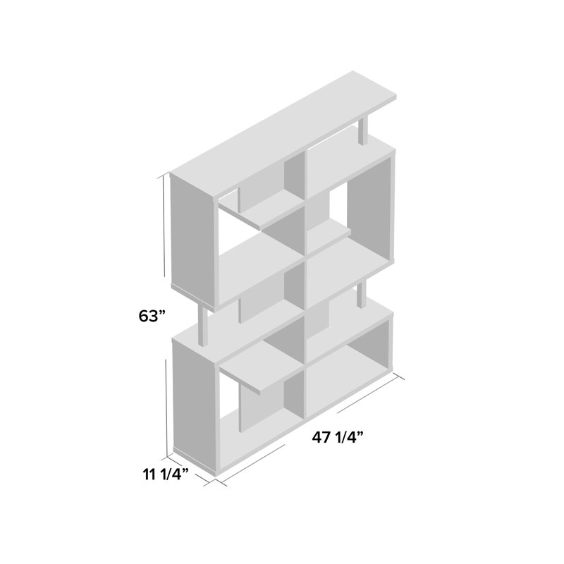 Petula Five-Tier Geometric Bookcase, Blanc