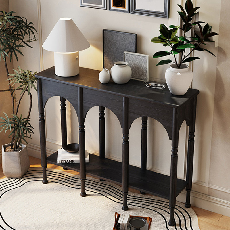 Console rectangulaire noire en bois manufacturé, H 35,43 po x l 31,5 po x P 12,6 po