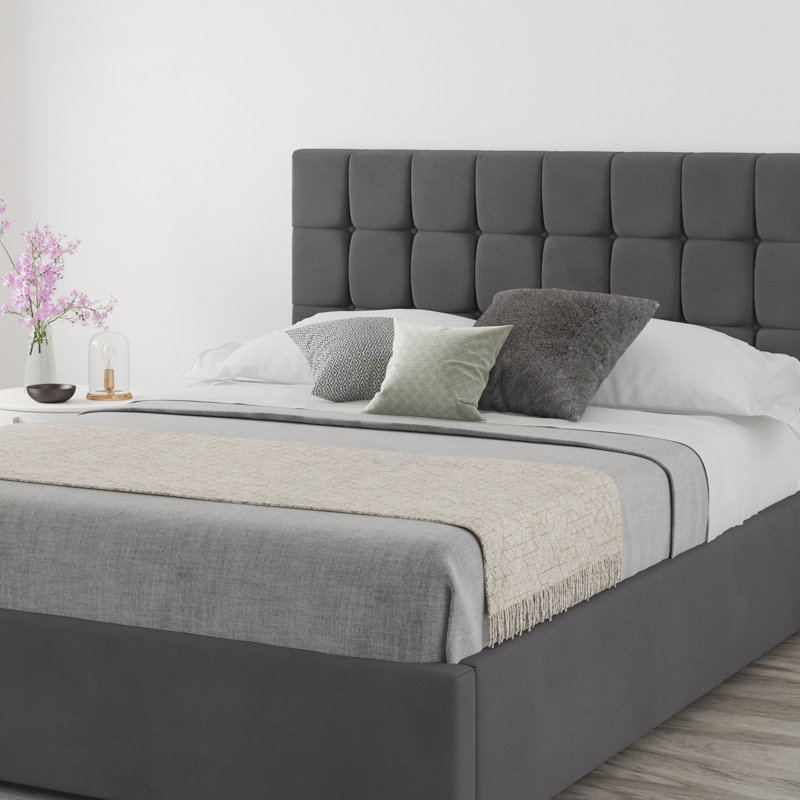 Wellington Upholstered Headboard, Single (3'), Velvet Steel