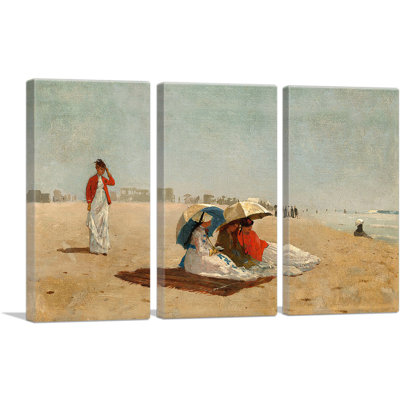 " East Hampton Beach Long Island 1874 " by Winslow Homer 3 - Pieces Painting Print