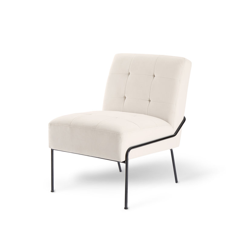 Chaise d'appoint rembourrée Schaible, Velours crème