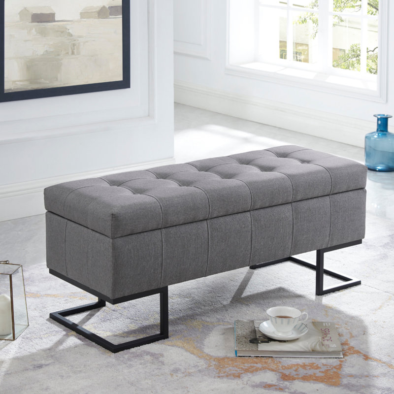 Repose-pieds avec rangement Noorlander, Noir, 100 % polyester gris