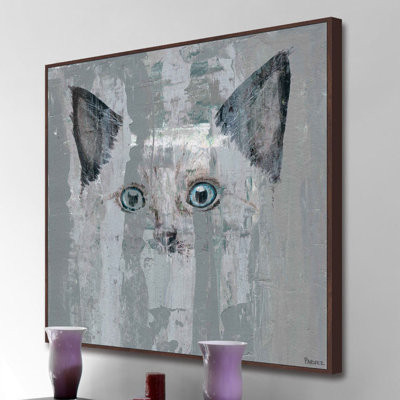 «Blue-Eyed Cat», reproduction d'art sur toile encadrée