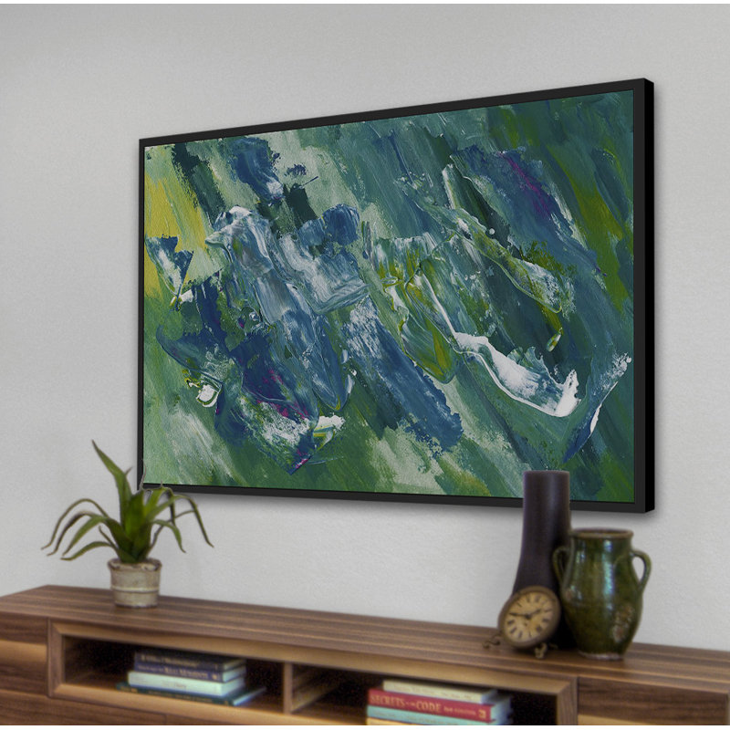 «Blue-Green Abstract Floater», reproduction sur toile encadrée, 24 po x 36 po