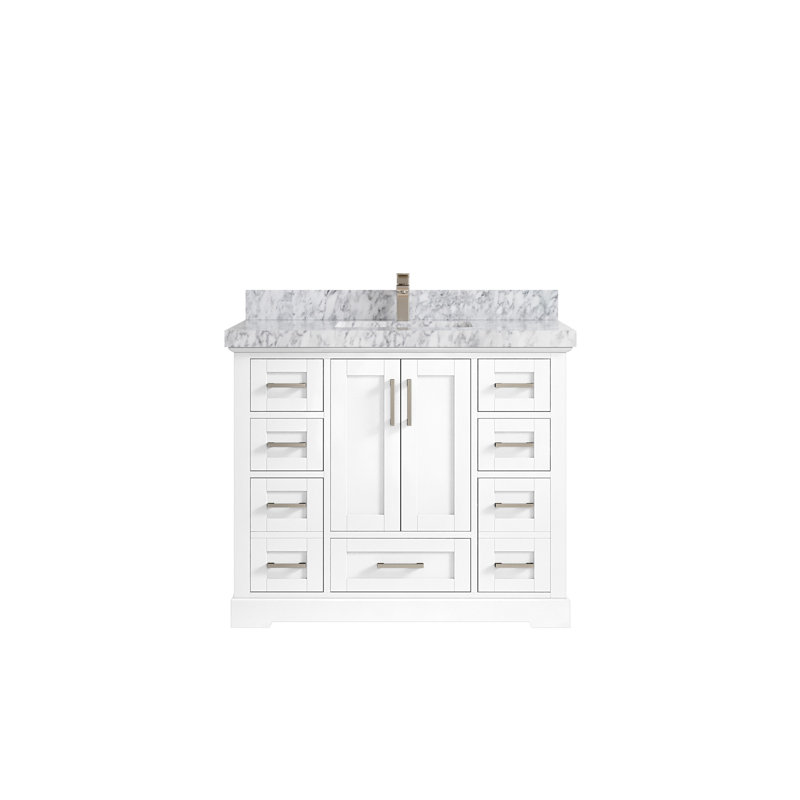 Ensemble de meuble-lavabo simple 42 po, Marbre de Carrare