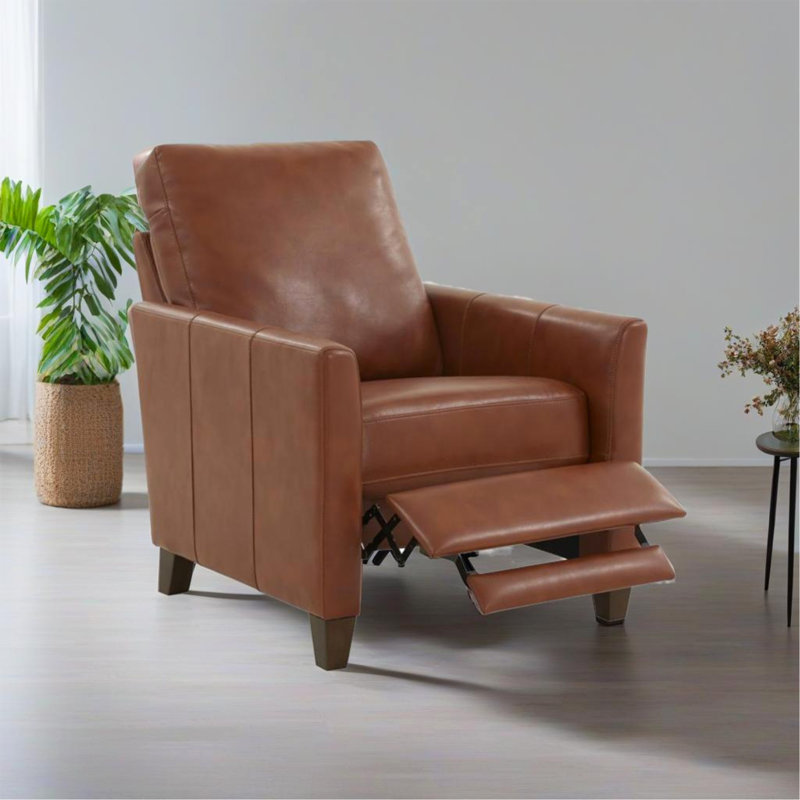 Fauteuil inclinable moderne en similicuir Pablo, Caramel