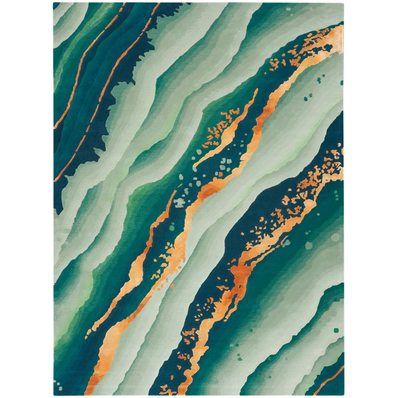 Viscose Abstract Indoor Rug, Rectangle 9'9" x 13'9"