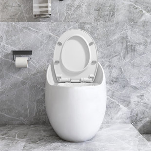 Toilette 1 pièce en forme d'œuf à chasse d'eau blanche brillante 1,28 Gpf