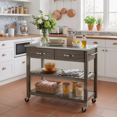 Chariot de cuisine résistant à l'eau H 36 po x l 42 po avec tiroir utilitaire et chariot de rangement à roulettes pour la salle à manger de cuisine