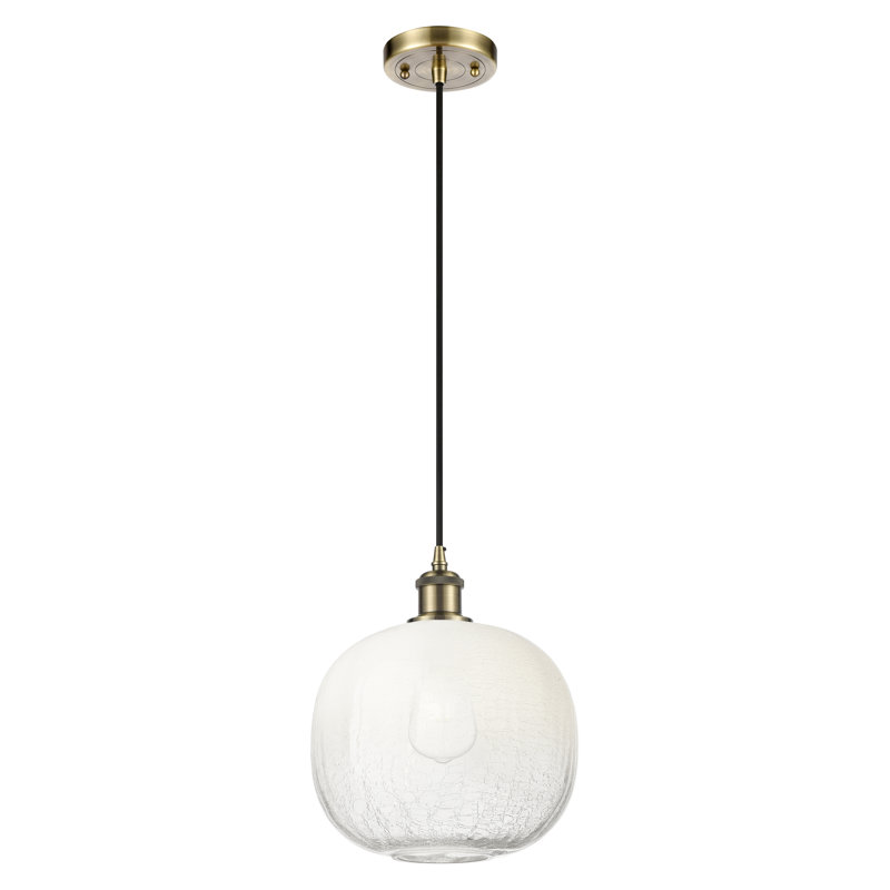 Ballston - Culpepper - Mini-luminaire suspendu à cordon 1 lumière 11 po, Opale, Laiton antique