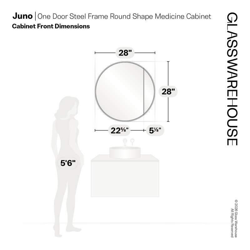 Recessed or Surface Mount Framed One Door Medicine Cabinet, Satin Brass