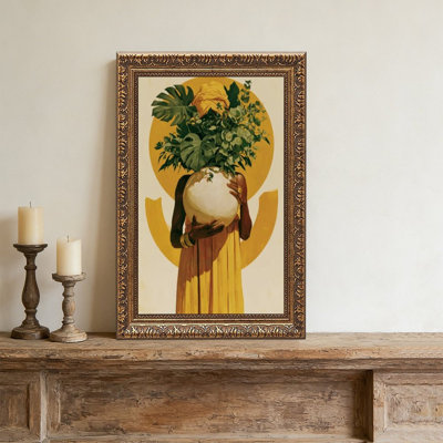 Vase femme, cadre mural rétro - cadre doré décoratif pour art