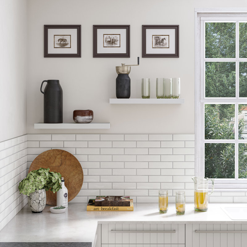 Tablettes murales flottantes Miami, 24 po, profondeur de 8 po, Blanc