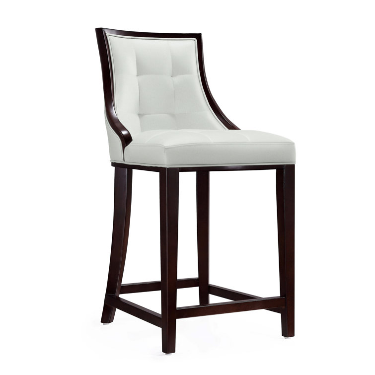 Upholstered Counter Stool with Solid Wood Frame