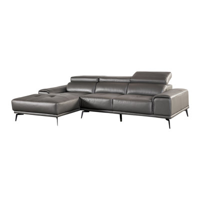 111" W Contemporary Sectional, Left Chaise, Dark Gray