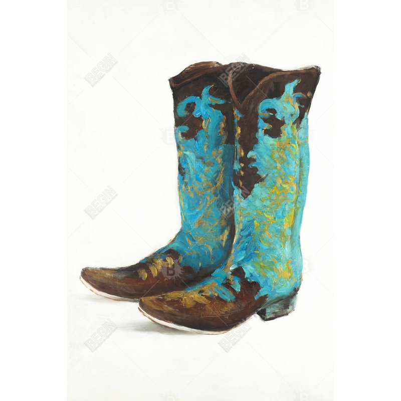 " Blue Cowboy Boots ", 36" H x 24" W
