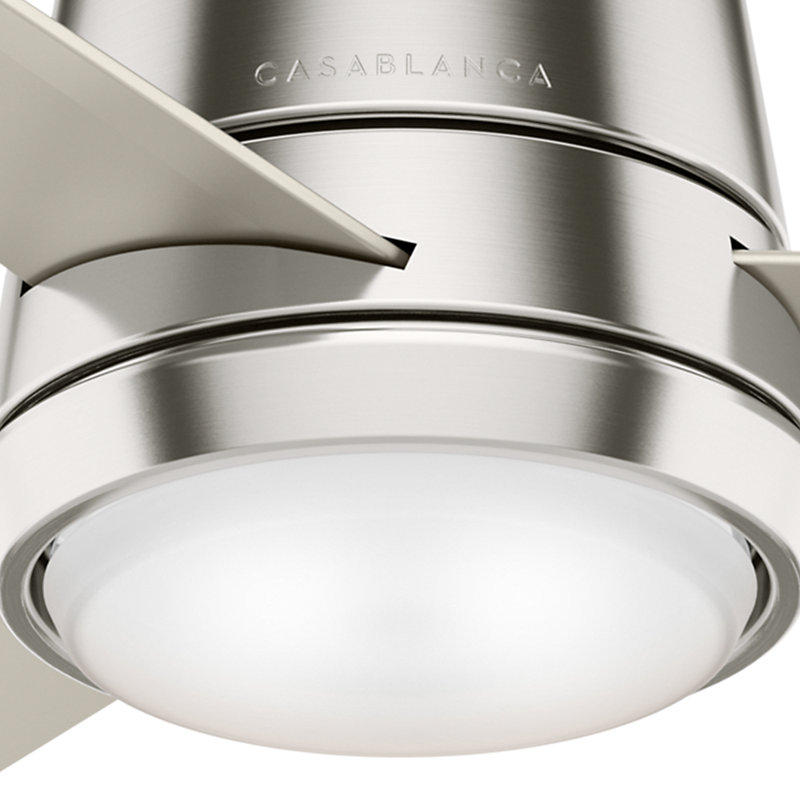 54" Commodus 3 - Blade LED Flush Mount Ceiling Fan with Wall Control and Light Kit Included, Matte Nickel