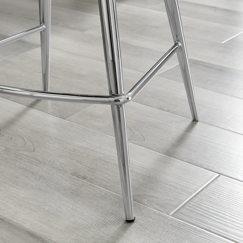 Palermo Velvet Modern Quilted Kitchen Breakfast Bar Stools - Upholstered Design, Black, Silver