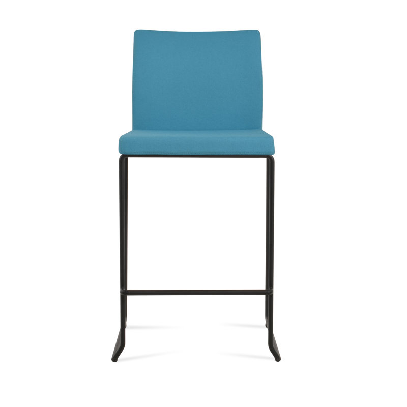 Tabouret de bar et de comptoir empilable en laine Aria, Noir, noir, noir, noir, Turquoise