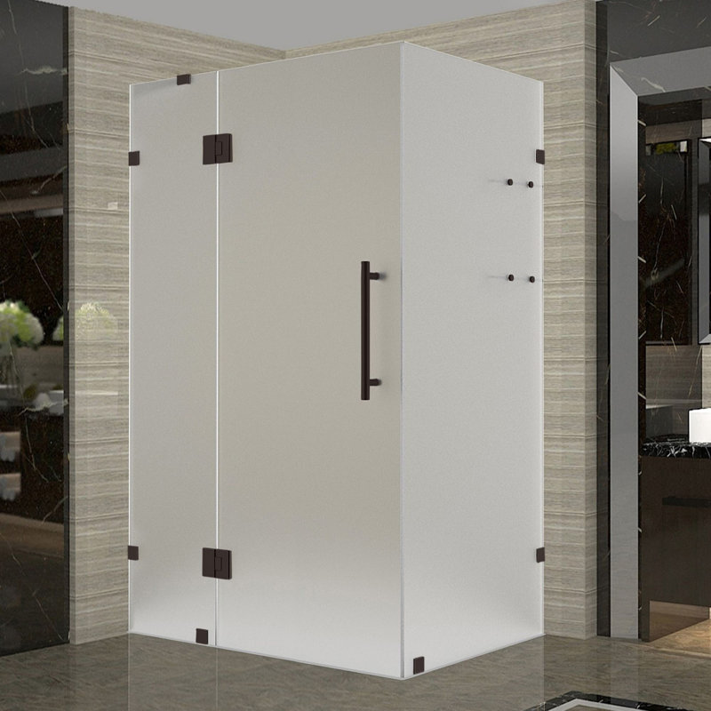Cabine de douche sans cadre Avalux GS l 43 po x P 38 po x H 72 po, Or brossé