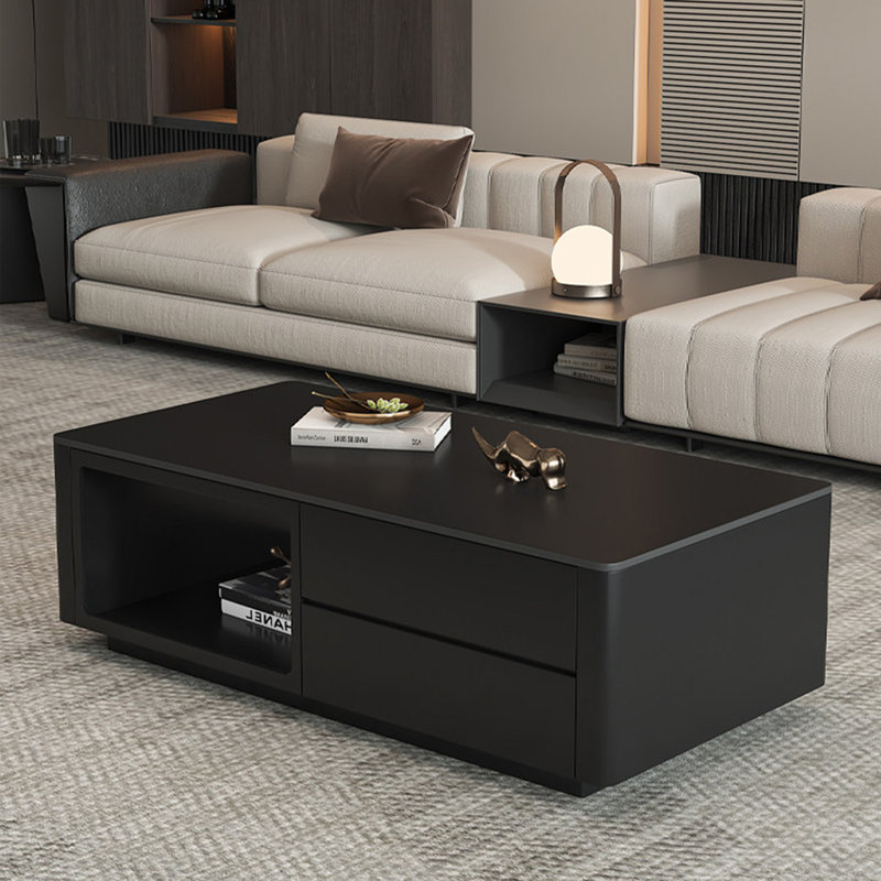 Table basse rectangulaire en granit de style luxueux, Noir