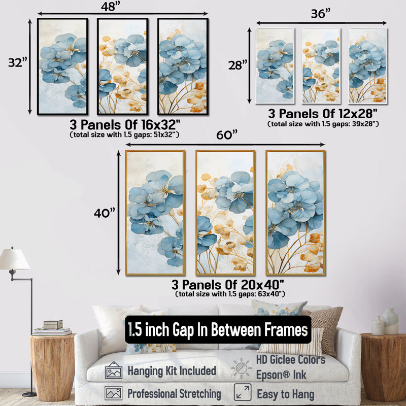 «Elegant Gold and Blue Pansy Petals I - Pansies», ensemble d'art sur toile, Cadre flottant noir, H 28 po x l 36 po x P 1 po