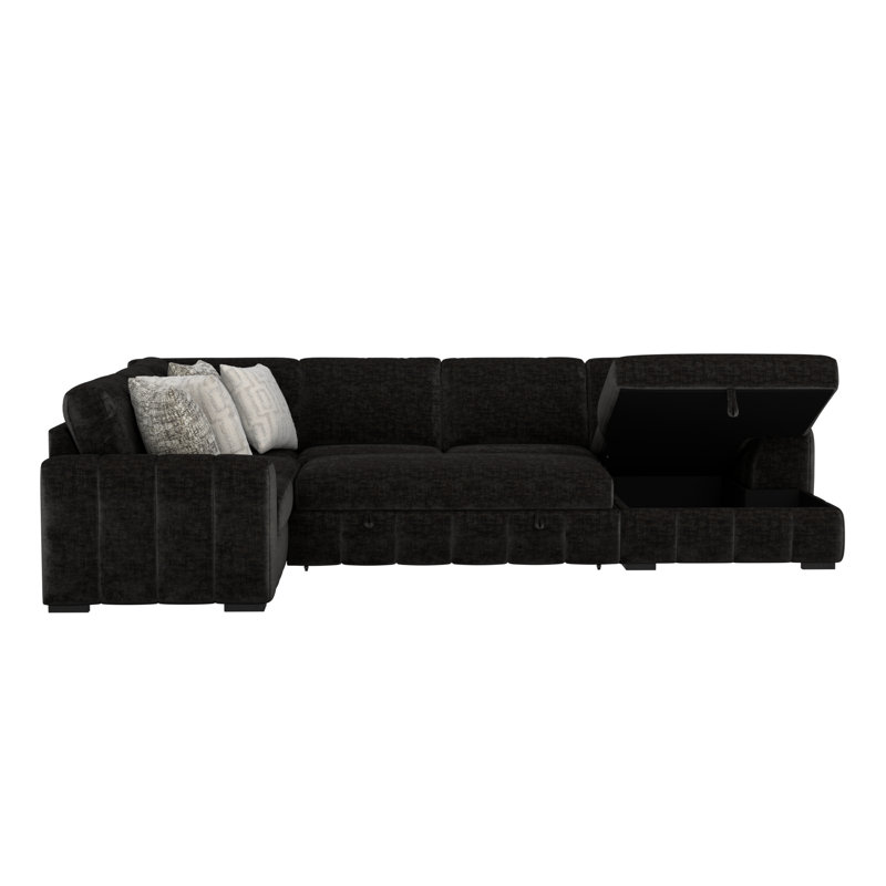 4-piece Sectional With Pop-up Sleeper, Black
