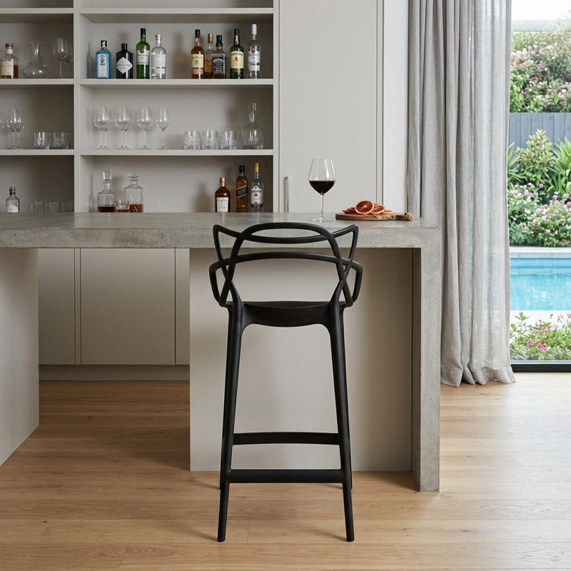 Chaise de bar 31 po en plastique noir, Noir