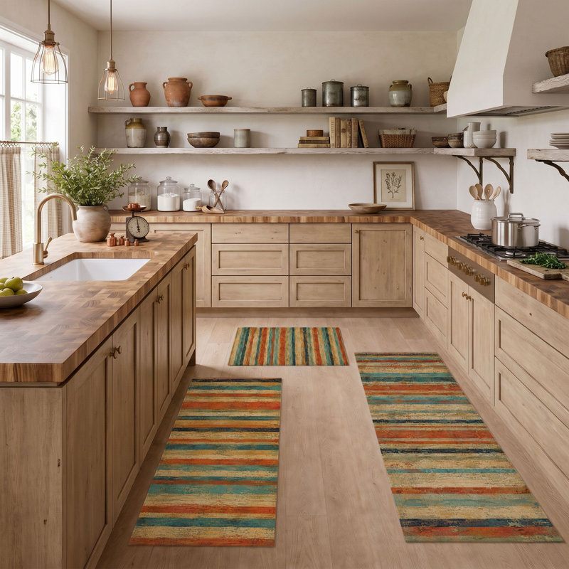 Striped Pattern Non-Slip Washable Kitchen Mats