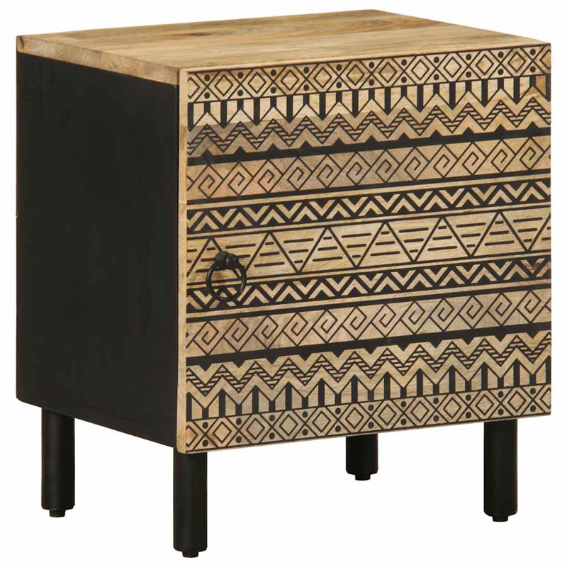 vidaXL Bedside Cabinet Black Solid rough mango wood, iron Small, Individual