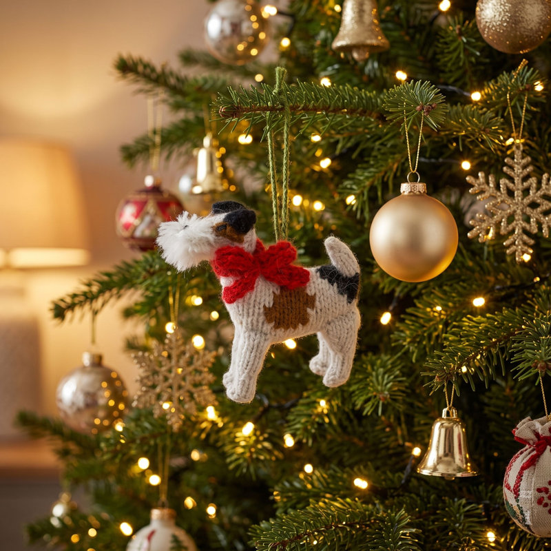 Arcadia Home Fox Terrier Hand-Knit Ornament