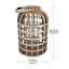 Lanterne décorative en bois et métal 22 po avec détails en bambou, porte-bougie de style cage pour le salon-279576637