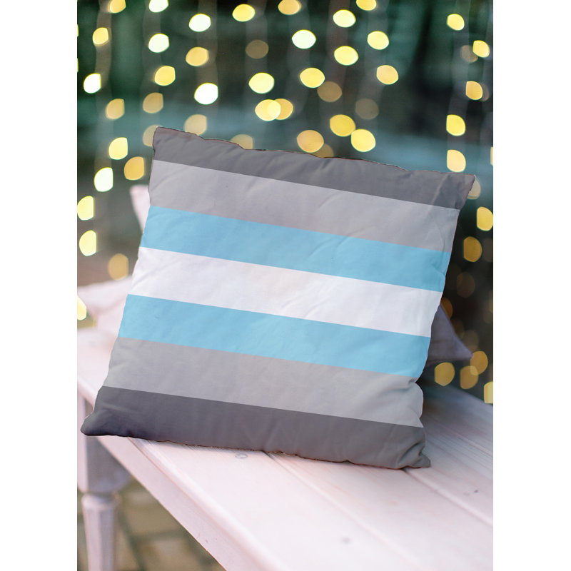Coussin extérieur Demi Girl, 18 po x 18 po, Bleu / gris