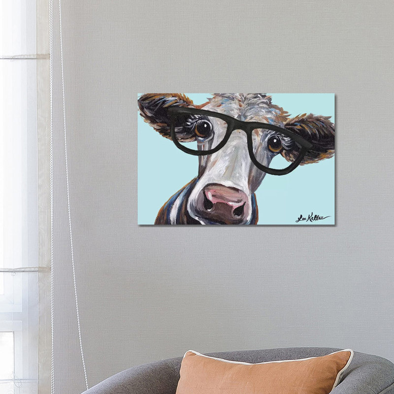 Cora The Cow With Glasses - Wrapped Canvas Painting, 101.6 cm H x 66.04 cm W x 3.175 cm D