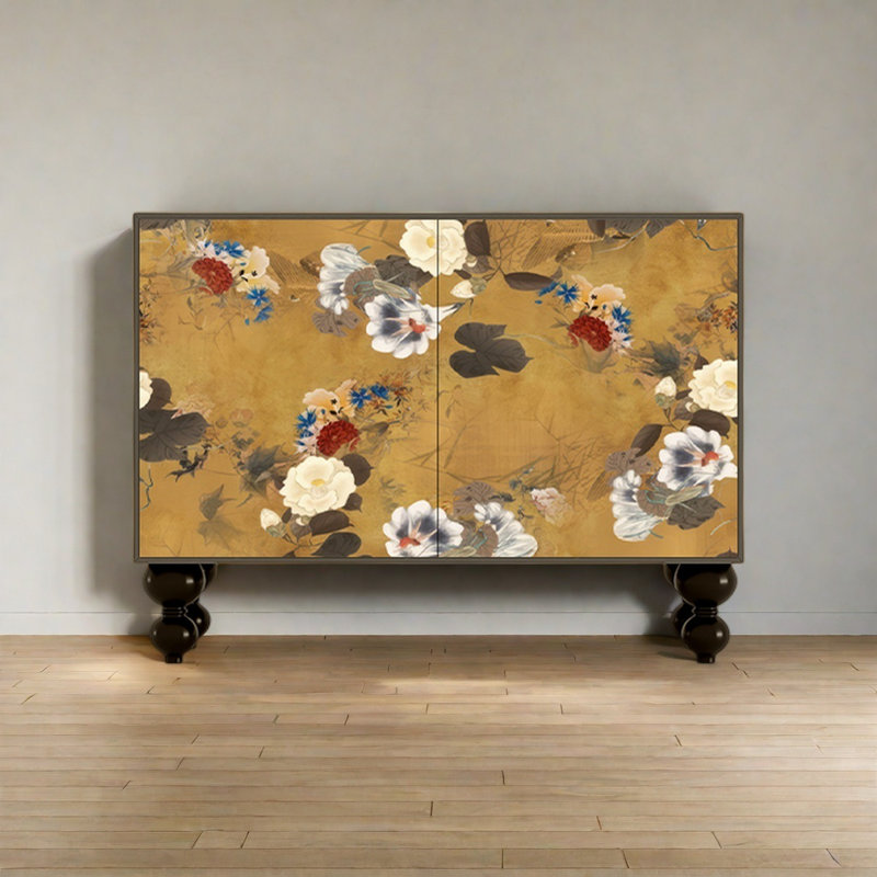 Armoire de rangement à motif floral rétro à double porte