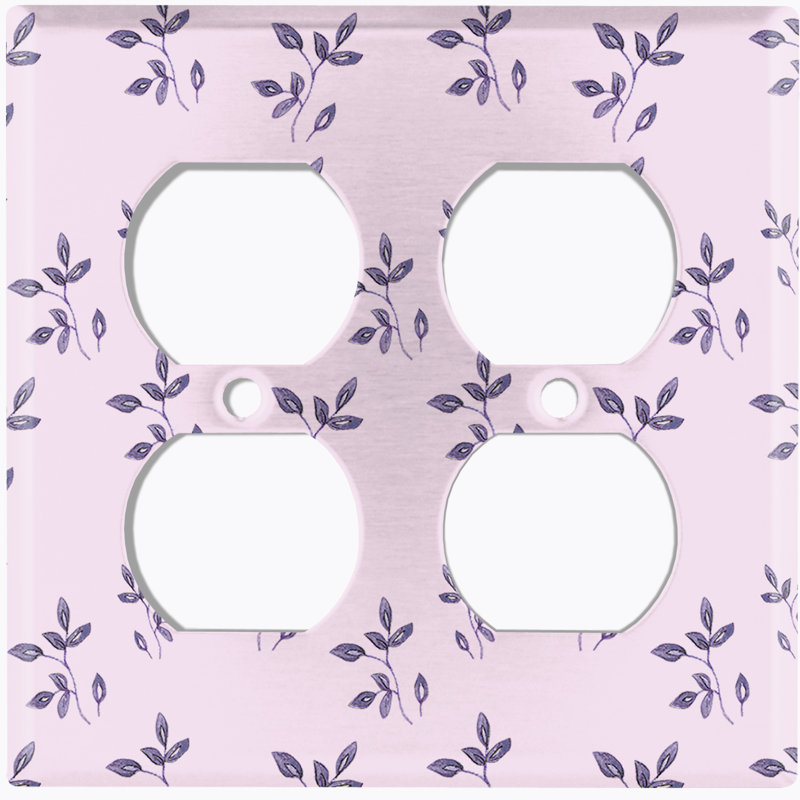 Plaque murale à 2 prises mauve avec feuilles de jardin mauve