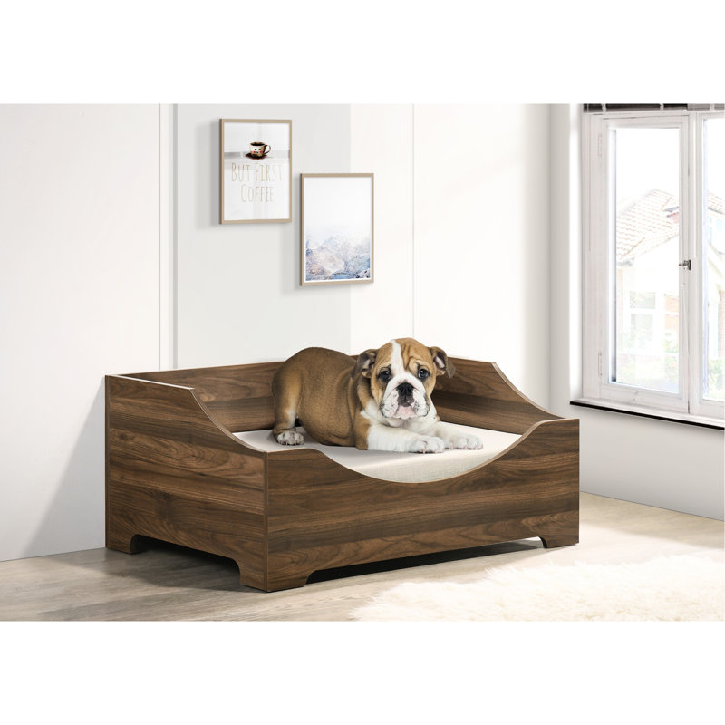 Lit confortable pour animal de compagnie brun de 36 po, coussin avec housse amovible, design moderne, limite de poids de 22 lb et maximum