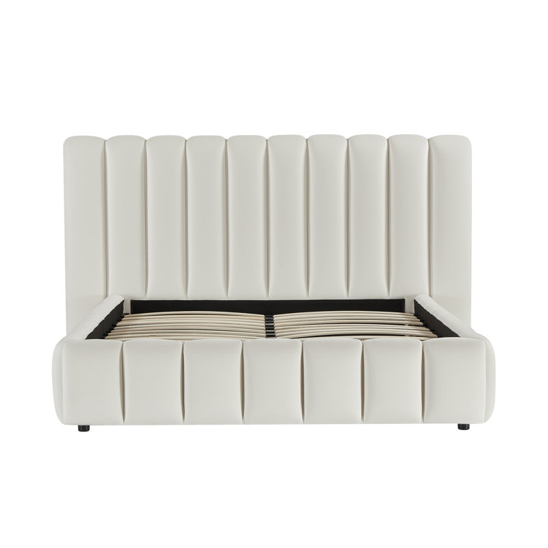 Lit plateforme tapissier Angel, King, Cream