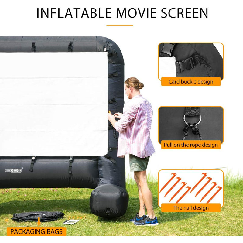 VIVOHOME Outdoor Electric Projector Screen Projector Screen, 14ft