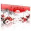 Tableau sur toile tendue représentant un paysage de fleurs de prunier rouge et de montagne, style encre de Chine (lot de 3)-952565285