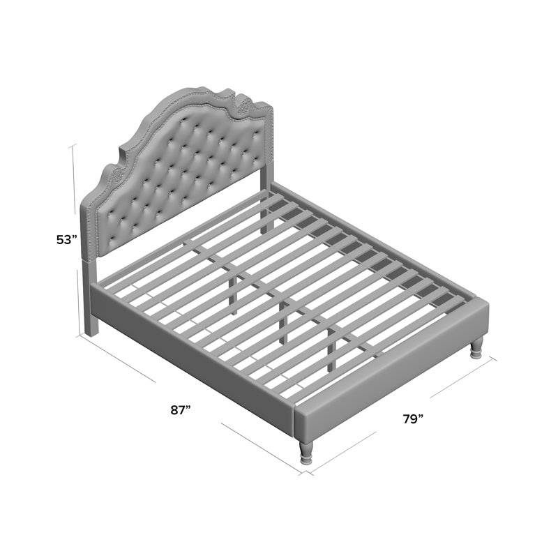 Lit plateforme tapissier Skagen , Très grand, Gris