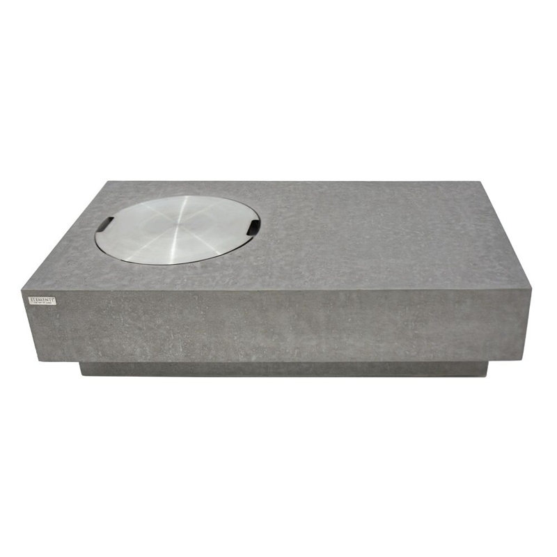 Light Gray Concrete Rectangular Outdoor Fire Pit Table