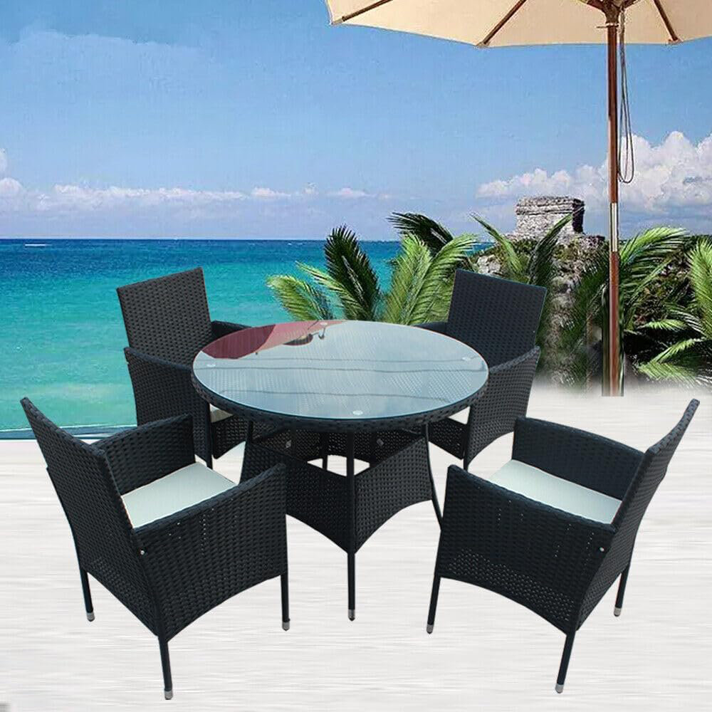 Lark Manor 4 Piece Rattan Garden Furniture Set Outdoor Sofa 1 Table ...