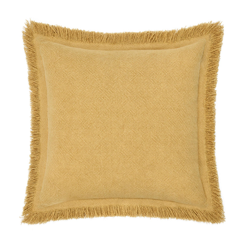 Agatha 22" Ivory Linen-Blend Throw Pillow with Feather Insert