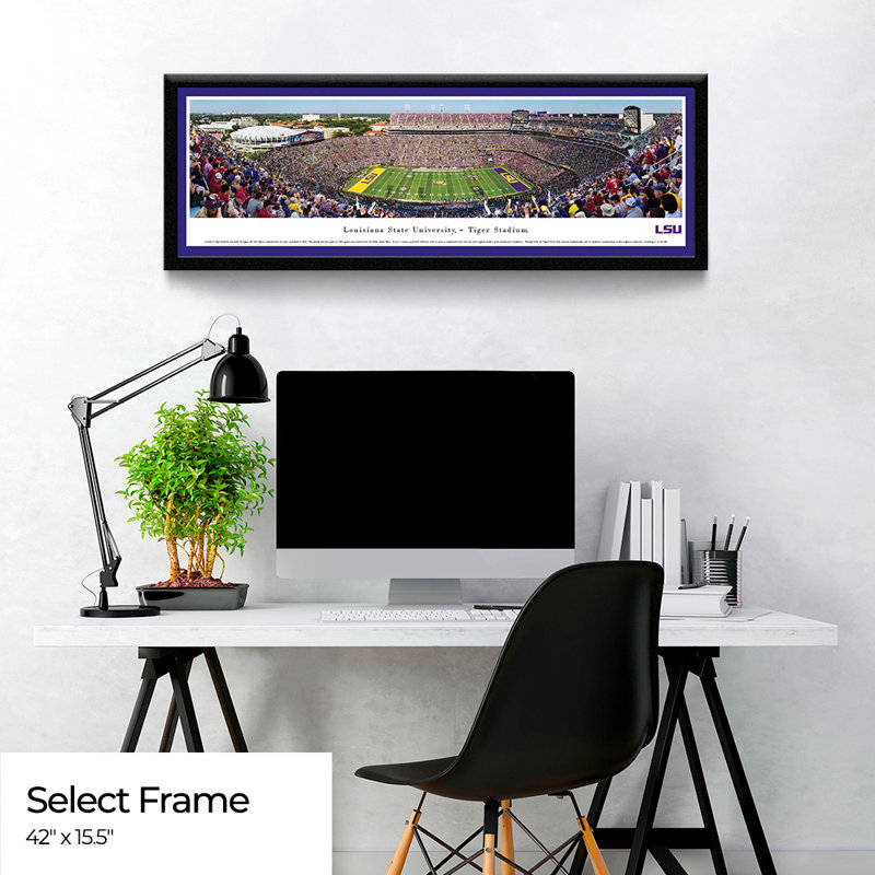 NCAA LSU Football Panoramic Print, Black Floater Framed, 15.5" H x 42" W x 0.88" D