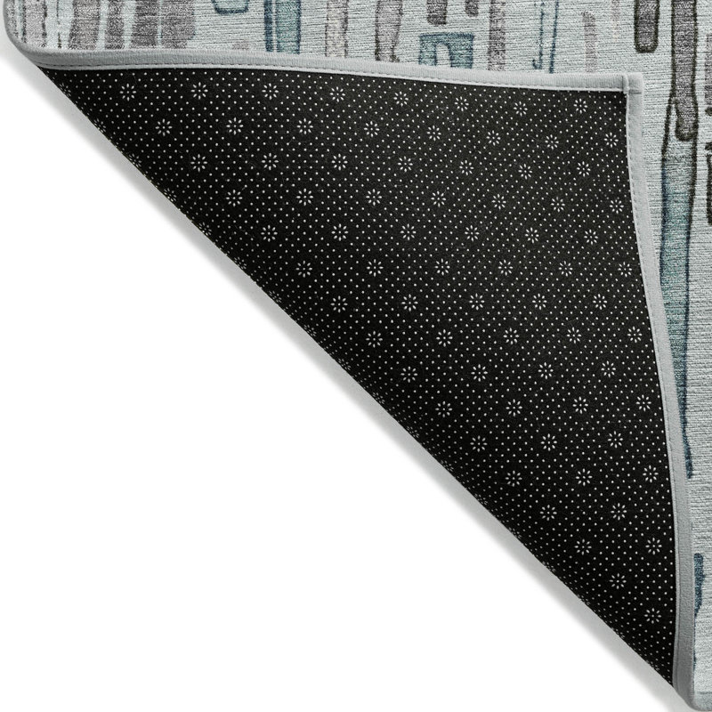 Tapis intérieur / extérieur bleu sarcelle lavable Caelira , 5' x 7'6"