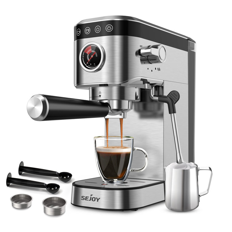 Espresso Machine with Grinder Espresso Maker Stainless Steel with Milk  Frother Cappuccino Machine Semi Automatic Espresso Machine