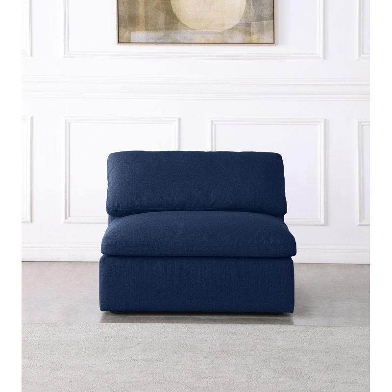 Fauteuil modulaire sans accoudoirs en lin de 39 po Burrows Aiobha, Mélange de lin bleu marine