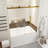 56-60.In W X 60.In H Frameless Single Sliding Shower Door,1/4 In Thick Clear Tempered Glass,Explosion Proof Film,Stainless Steel Handle Square Tube Track,Brushed Gold-116835867
