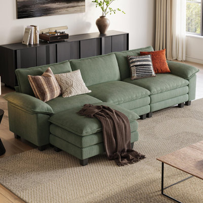 Canapé modulaire rembourré en forme de L de 123 po avec repose-pieds Colbey